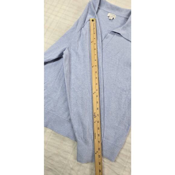 J. CREW Womens Polo Sweater Cashmere Cotton Preppy Old Money Periwinkle Blue XL - Picture 7 of 11